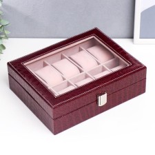 The casket to the leatherette to the clock 10 Bordeaux departments 8x26x20 cm