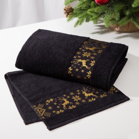 Tmachry Lovelife towel "Deer", 30x60 cm, black color-3