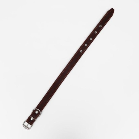 Leather collar on synthetic winterizer, 65 x 3 cm, Osh 40-55 cm, brown-2