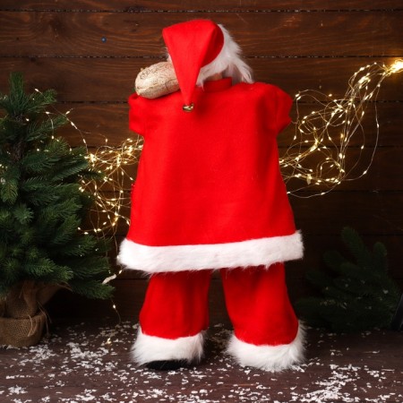 Santa Claus "Red fur coat, with glasses, with a flashlight" moves, with a backlight, 70 cm-3