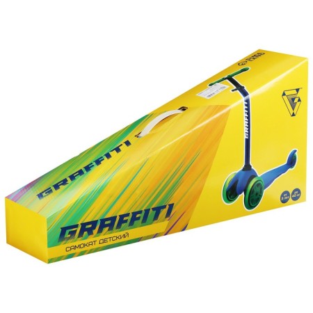 Graffiti scooter, Light wheels PU 110/75 mm, Abec 7, Blue color-6