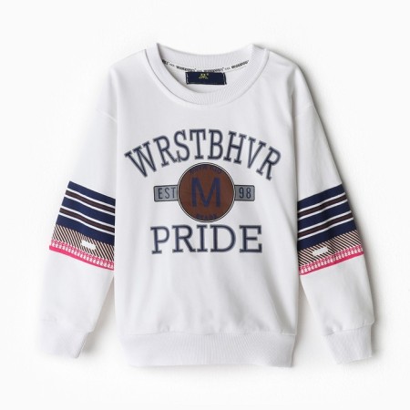 Sweatshirt for girls, white color, height 122-128 cm-6