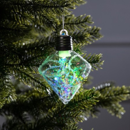 Fir -tree ball "Frosty crystal", batteries, 1 LED, glow warm white-1
