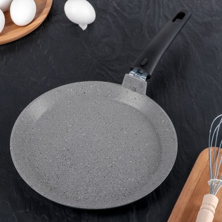 Pancake pan, d = 24 cm, plastic handle, anti -stick coating, light marble color-1