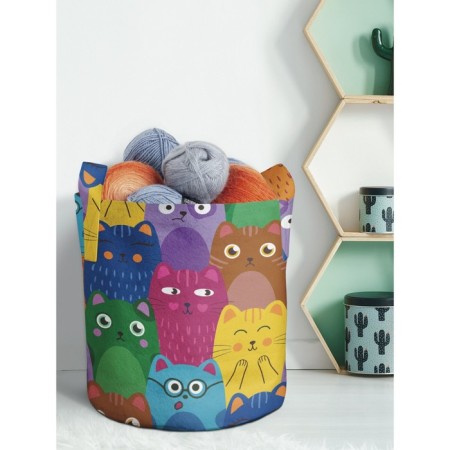 Textile bag "Bright colored cats", for storing things and toys, size 30x30 cm, 18.9 liters