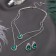 Set 2 objects: earrings, “jacqueline” necklace duet, drop, white and emergency color in silver, 45cm