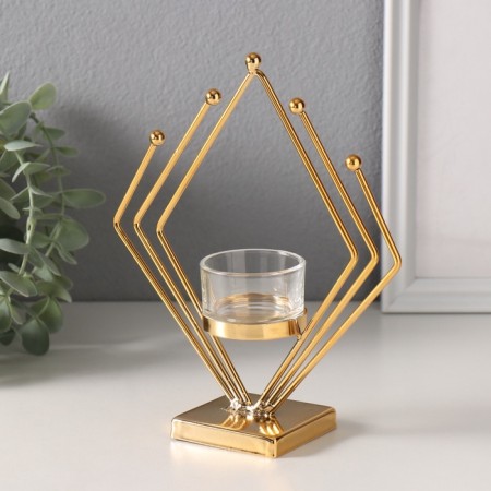 Climber Metal, glass per 1 candle "Golden Romb" d = 4.5 cm 6x16x19 cm-2