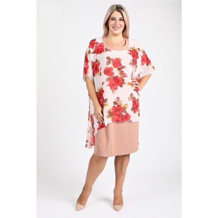 Women's dress, size 66, beige color-1