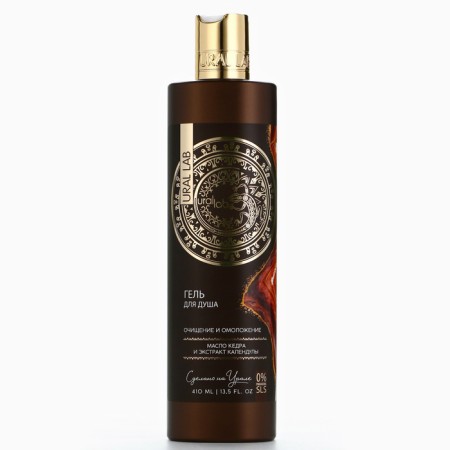 Shower gel with cedar oil and calendula extract, purification and rejuvenation, 410 ml, Ural Lab-1