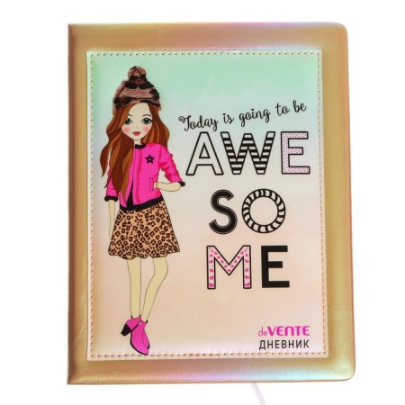 Universal diary for grade 1-11 Style Girl, hard cover, artificial leather, foam rubber, liesse, 80 g/m2