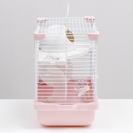 The cage for rodents is equipped, 27 x 19 x 28 cm, pink-2