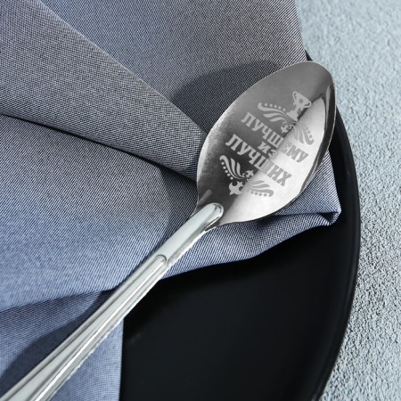 A teaspoon spoon with an engraving “best of the best”, on a gift card, 3 x 14 cm.-3