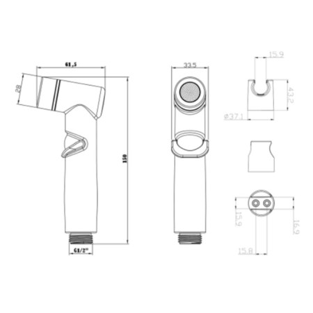 Hygienic shower Lemark LM8088C, with a wall holder and hose, chrome-1
