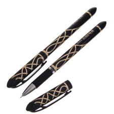 Gel pen 0.5 mm, black, case with a pattern, needle -to -write writing node