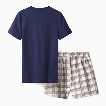 Homemade female set (T-shirt, shorts), dark blue color, size 48-9