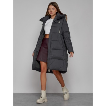 Coat insulated winter female, size 42, dark gray color-10