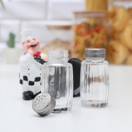 Set for glass spices on the stand "Cook", 3 items: Solonka 80 ml, pipe 80 ml, stand-1