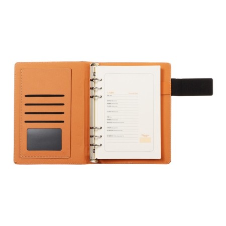 Organizer on the rings, A5 format, 90 sheets, line, with a knife, cover of the leather mix-5