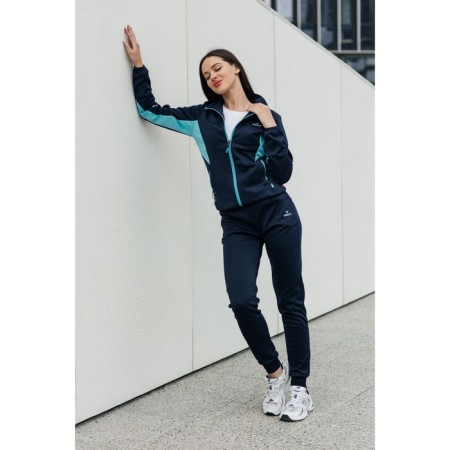 Female sports suit, size 50, dark blue color, turquoise-2