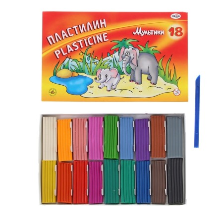 Plasticine 18 colors 360 g, "gamma" "cartoons", with a glass