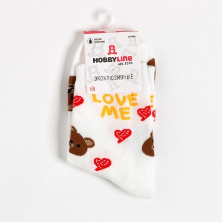 Women's socks "Love Me", white color, size 36-40-4