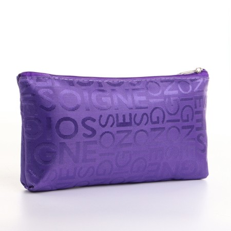 Cosmetic bag with zipper, purple color