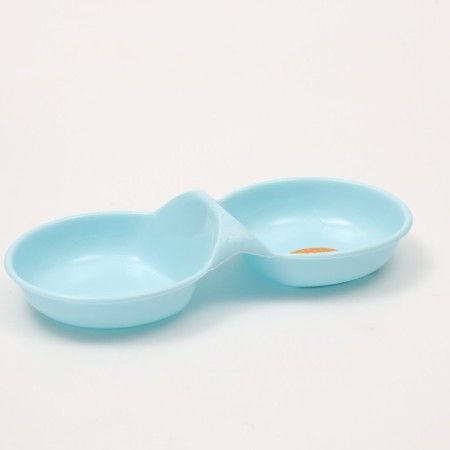 Double plastic bowl 2 x 160 ml, 24 cm x 11.5 cm x 3 cm, blue