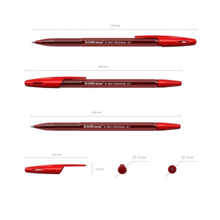 Ballic handle, Erichkrause, R-301 Original Stick, node 0.7 mm, tube, red-1