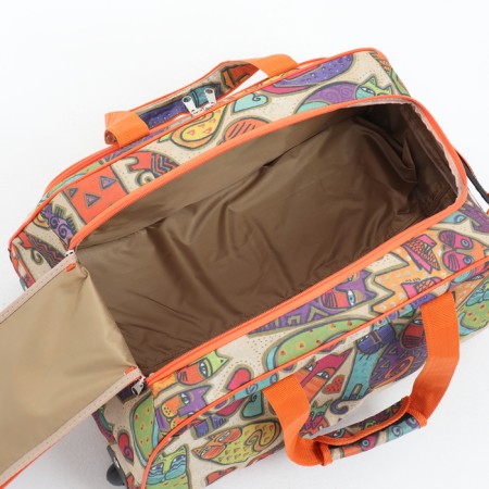 Road bag on wheels, lightning department, outer pocket, orange/multi -colored-4