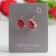 Earrings with rhinestones "Edel" drop ideal, red color in pink gold