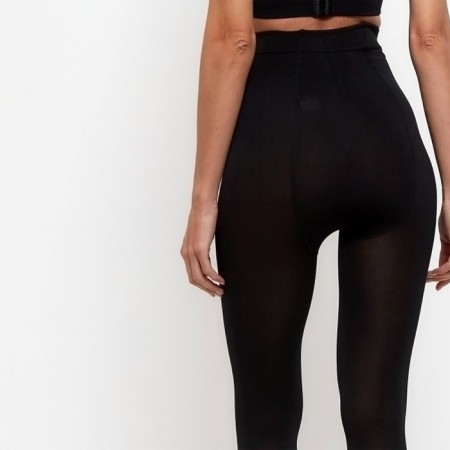 Female tights, from microfibers with thermal effect, black color, size 2-2