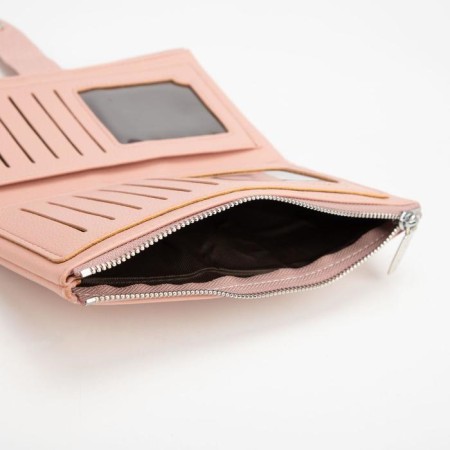 Women's wallet on the button, pink color-3