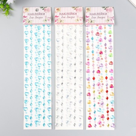 Sticker Plastic Rhinestones "Heart and Geometry" MIX 7x30 cm
