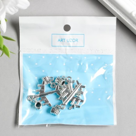 Bale with a suspension metal for creativity "Airplane" silver 3.6 cm-2