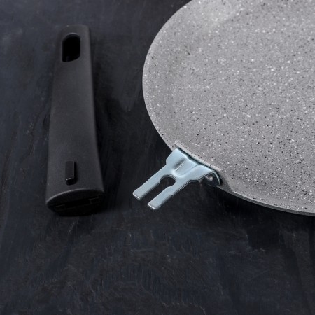 Pancake pan, d = 24 cm, plastic handle, anti -stick coating, light marble color-3