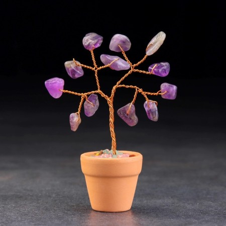 Souvenir in a pot "Wisdom tree. Amethyst", natural stone, 9 x 3.5 cm-1