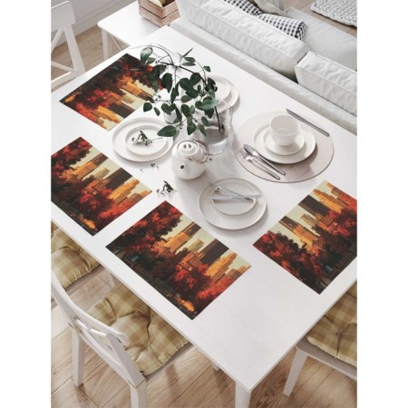 A set of napkins for setting the table "Autumn city in sunset", rectangular, size 32x46 cm, 4 pcs