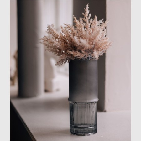 Decorative vase of combined glass, 111 × 111 × 255 mm, color gray color