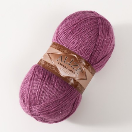 Yarn "Angora Gold Simli" 75% acrylic, 20% wool, 5% metallic 500m/100g (28 yoke rose)-1