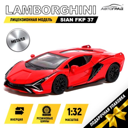 Metal machine Lamborghini Sian FKP 37, 1:32, doors, inertia, red color open