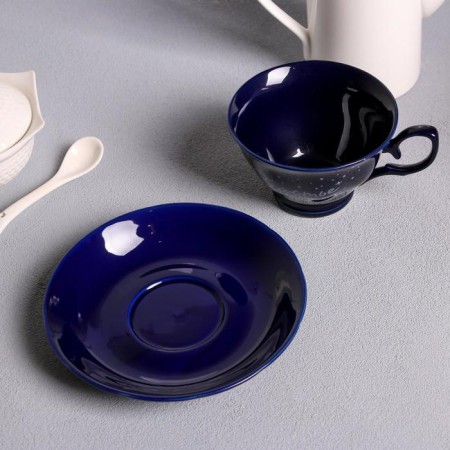 Tea couple ceramic “Happiness in every day”, 250 ml, blue color-1