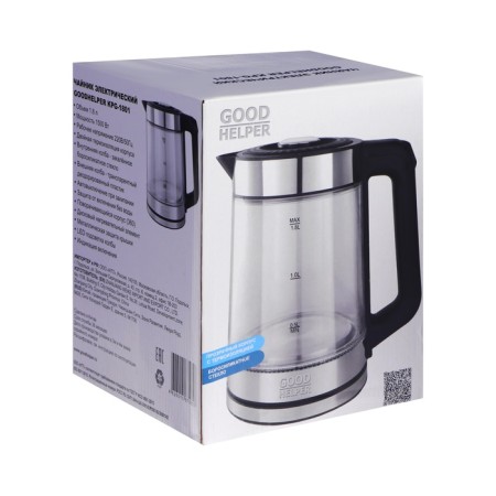 Electric kettle Goodhelper KPG-1801, plastic, glass flask, 1.8 l, 1500 watts, gray-black 1067812-7