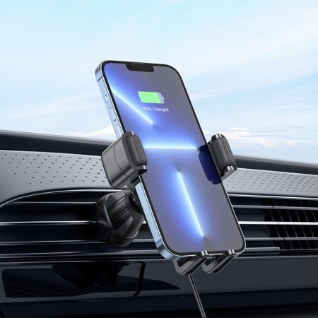 HOCO HW1 car holder, wireless charging, for 4.5-7.0 inches, 15 watts, black-7