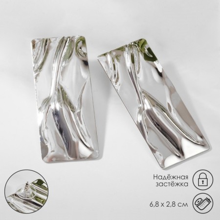 Earrings Metal "Atmosphere" rectangle, color silver