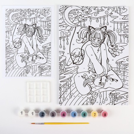 Picture on the numbers "Moon Blues", for kids, anime-1