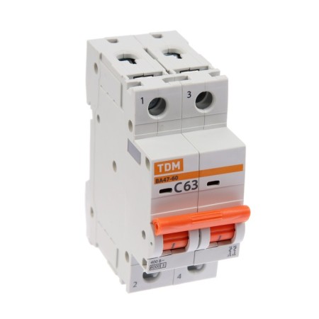 Switch automatic TDM VAL47-60, 2P, 63 A, 6 KA, C, SQ0223-0099-1