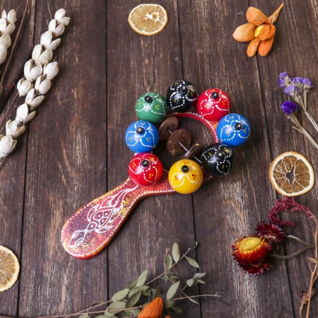 Musical instrument Marakas with balls and plates rainbow 25x13x5 cm mix-5