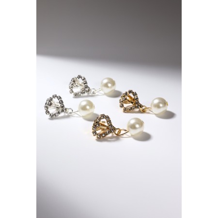 Clips "Grace" hearts with bead, color mix-4