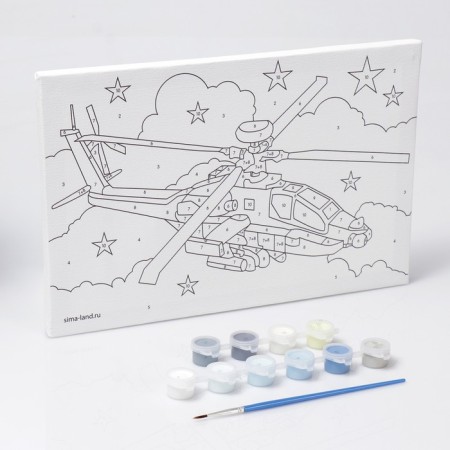 Picture on numbers for children "Military Helicopter", 20 x 30 cm-1