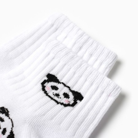Women's socks shortened "Panda", white color, rr 23-25-1